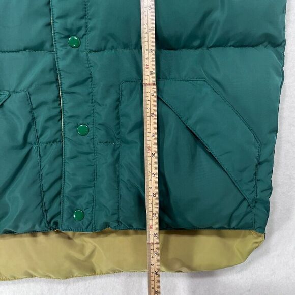 Vtg 80s National Vest Men S Green Tan Reversible Down Fills Puffer Marty McFly - Picture 11 of 12